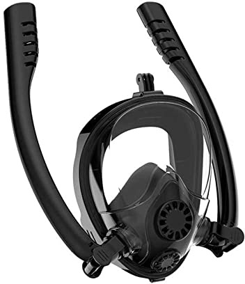 Dykutrustning, Dykmask Mask Undervattens Anti-dimma Helansiktssnorkelmask For Kvinnor Män Barn Simning Snorkel Dykutrustning för dykning(Black Black,S/M)