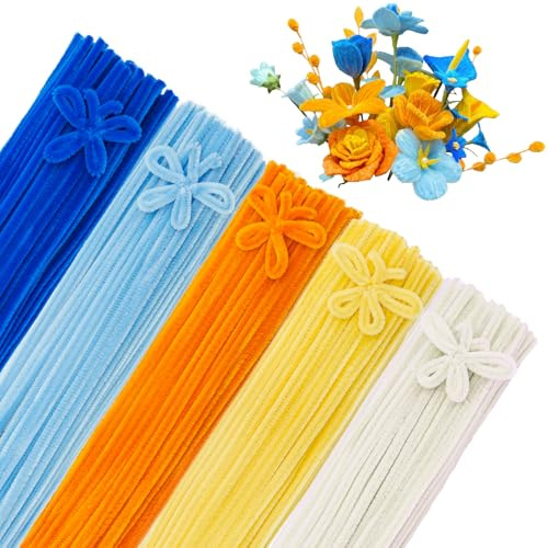 GUWINA 500 Piezas 5 Colores Pastel Limpiapipas Manualidades, 30 cm Largo y 8 mm Grosor, Set de Limpia Pipas Coloridos, Tallos Chenilla para Flores DIY y Decoraciones Festivas