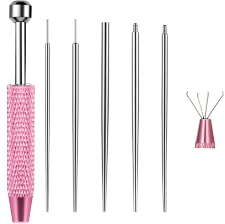 Telooco Piercing Ball Grabber, 16G 18G Stainless Steel Flat Back Earring Applicator Tool Piercing Tools to Change Jewellery for Ear Nose Lip Eyebrow