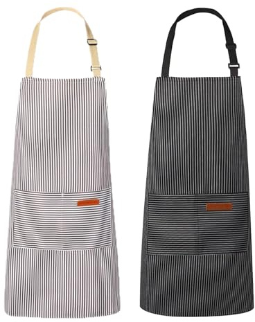 Grembiule da cucina impermeabile in poliestere per cottura a sangue di collo regolabile da chef con doppie tasche | Abbigliamento da lavoro protettivo per la cottura del giardinaggio