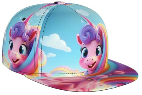 WBQLSL Casquette de baseball licorne mignonne pour sports de plein air, chapeau décontracté à bord plat, réglable, adaptée pour les voyages et la course à pied, noir