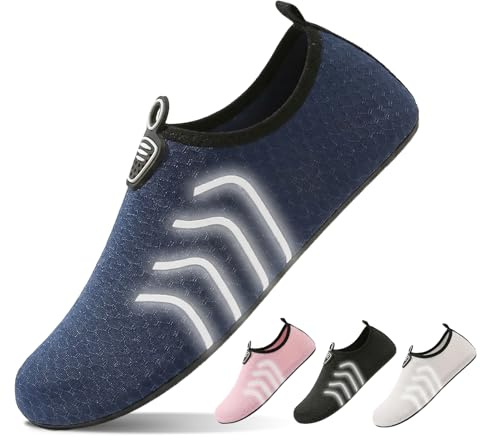Water Shoes with Reflective, Beach Swim Shoes Lightweight Barefoot Aqua Quick Dry Breathable Swim for Women Men Surfing Running Driving Pool Yoga