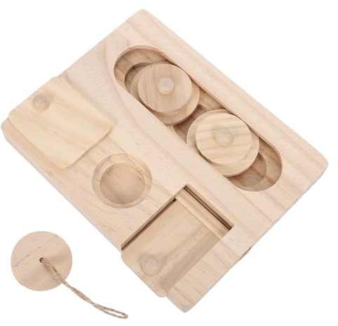 Cabilock Juguete Interactivo de Madera para Búsqueda de Alimento para Cobayas, Hámsteres y Jerbos, Rompecabezas para Jaulas de Animales Pequeños, Dispensador de Golosinas para Conejos,