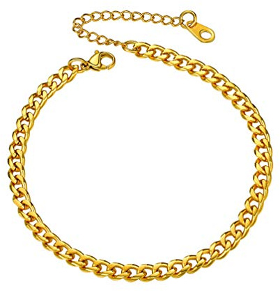 PROSTEEL klassisk unisex-fotkedja av rostfritt stål/18k förgylld ankarkedja/pansarkedja/snörkedja/vetekedja, justerbart fotband för män, kvinnor, pojkar och flickor, sommarsmycken, tillbehör, 22 centimeters, Rostfritt stål