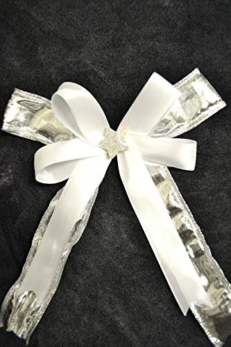 Generisch 10 Stück Weihnachtsschleifen Christbaumschmuck weiß Silber Schleifen Deko