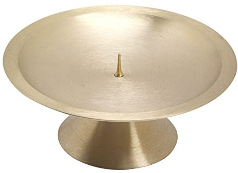 NKlaus candeliere a disco Ø13,5cm ottone oro candeliere opaco candeliere da altare con puntale 10722