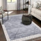 payé Teppich Wohnzimmer - Abstrak Raute - 120x170cm - Creme Grau Blau - Fransen Deko Boho Flauschig - Cut & Loop Sisal - Schlafzimmer Flur Dekoration Läufer
