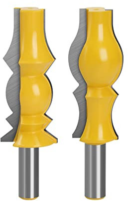 2 st set 12 mm 1/2 tum skaft stor vändbar krona gjutning router bit set armstöd linje spårfräs för träbearbetning