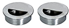 Lot de 2 poignées de porte encastrées avec vis de fixation, poignées rondes en acier inoxydable argenté pour placard, armoire, tiroir, armoire coulissante, commode, placard [diamètre 40 mm]