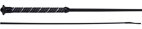 Start Fusta de doma, longitud seleccionable, mango de goma antideslizante, núcleo revestido de nailon, herrajes de cobre sólido, color negro, 130 cm