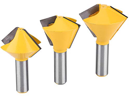 1/2 Inch Shank Router Bit, birds mouth rour bit 3pcs Set 1/2 Shank Bird's Mouth Glue Joint Router Bit Woodworking Milling Cutter Multi Sided Glue Joint Bits, bird mouth rour bits for Solid Wood Hardwo