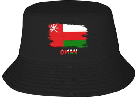 56 fiskarhatt Oman Omanis flagga svart hink solhattar andningsbar fiskarhatt vikbar strandkeps för sport strand utomhus, Hinkhatt 987, M