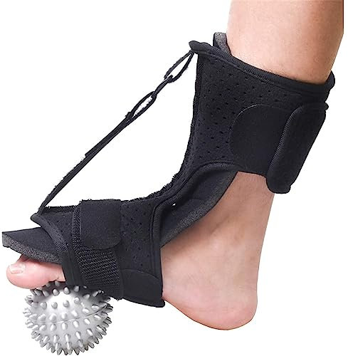 BCLYERBJ Verstellbare Knöchelorthesen, Nachtschiene, orthopädische Fußorthese, Plantarfasziitis-Nachtschiene gegen Fersen- und Knöchelschmerzen mit stacheligem Massageball