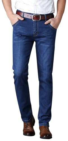 Foweknow Pantaloni invernali da uomo imbottiti, pantaloni termici da uomo, jeans invernali con imbottitura in pile, pantaloni da uomo, in pile di agnello ispessito, fodera interna termica
