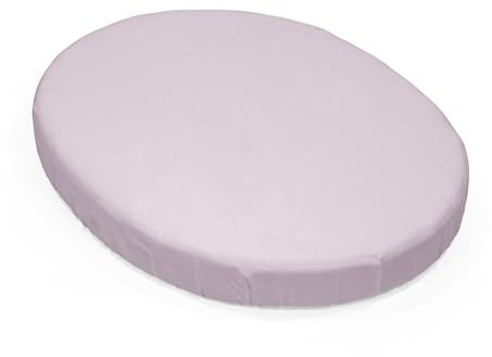 Stokke Sleepi Mini Spannbetttuch, Lavender - Weiche Bettwäsche für süße Träume - Passend für die ovale Sleepi Mini Matratze - Sicher, stylisch & waschbar - 100% feiner Baumwollperkal