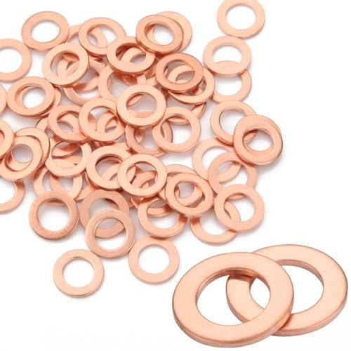 40 arandelas de cobre M8 x 14 x 1 anillos de sellado de cobre, juego de arandelas planas de drenaje de aceite, junta para tornillos, automóviles, barcos, generadores, máquinas y dispositivos