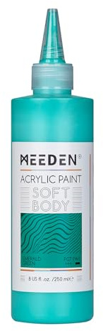MEEDEN Soft Body Acrylic Paint: Emerald Green 250ml/8.8oz Bulk Acrylic Colours in Squeeze Bottle - Fluid Flow Art Paints for Artists Canvas Painting