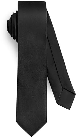 URAQT Cravate Noire Homme, 5CM Étroit Slim Plusieurs Couleurs Disponibles, Cravate Unie pour Mariage, Affaires Formelle, Cadeau de Fête des Pères
