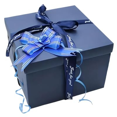 XEERUN DIY Explosion Gift Box,5 Layer Snack Explosion Box, Creative Explosion Box with tape and ribbon, Handmade Surprise Boxes for Birthdays, Christmas, Valentine's Day, Anniversaries (Blue)