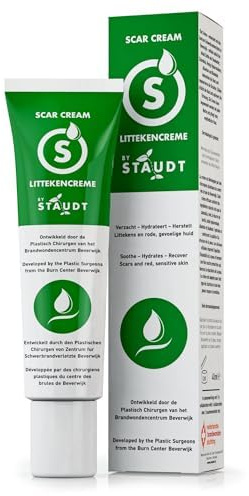 Crema per cicatrici Staudt Premium - Trattamento per cicatrici vecchie e nuove, chirurgiche, eruzioni cutanee, acne, ustioni, taglio cesareo, smagliature, eczema - 20 ml