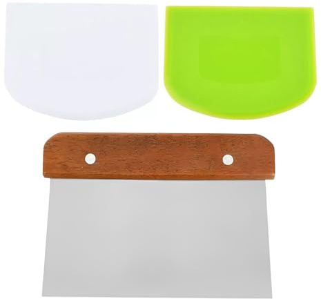 ROKZELT Taglia Impasto, 3 Pezzi, Acciaio Inox, Raschietto Per Pasta, Tarocco Pasticceria, Spatola Dolci, Per Torte, Pizza, Impasto, Dough (15 * 12.5cm)