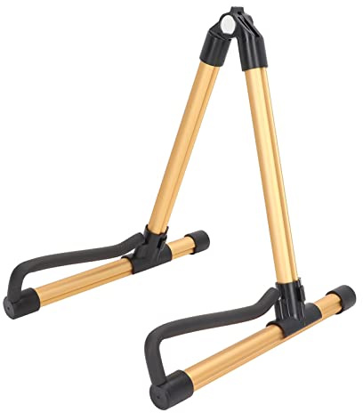 OKOVO Faltbarer Gitarrenständer, Verstellbarer klappbarer Instrumentenständer aus Metall für Streichinstrumente (Gold)