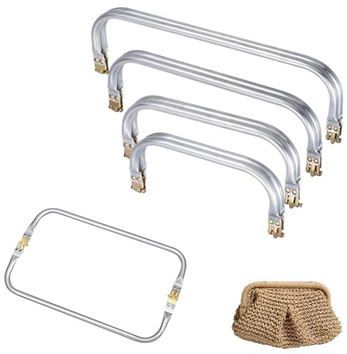 KSJEHW 4 Pezzi Chiusura per Borsa Uncinetto 16cm 18cm 20cm 25cm Chiusura a Molla per Borse in Alluminio Manico Borsa Cornice per Borsa Frizione Artigianato Progetti Fai da Te