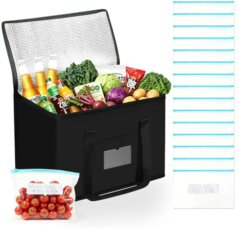 Yuaerbuo 40L Cool Bag, Cooler Bags, Picnic Bag Includes 15 Pcs Freezer Bags, Collapsible Cooler, Food Delivery Backpack, Cold Storage for Camping, Shopping, Family BBQ, Travel, and Barbecues