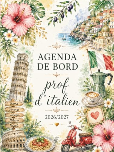 Agenda de Bord 2026/2027 Professeur d'Italien: Cahier Relevé de Notes 15 Classes | Carnet de Bord Prof 2026-2027 Italien, Calendrier Scolaires, Planificateur de Cours, Semainier | Format A4