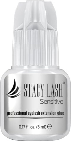 STACY LASH Sensitive Eyelash Extension Glue 0.17fl.oz/5ml / 5-6 Sec Drying time/Retention – 4-5 Weeks/Black Adhesive/Lash Tech Supplies