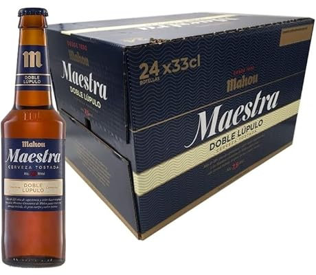 Mahou Maestra Doble Lúpulo, Pack de 24 Botellas, Cerveza Tostada Lager, Sabor Intenso y Espuma Cremosa, 7.5% Volumen de Alcohol