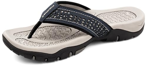 ChayChax Men’s Flip Flops Arch Support Sport Thong Sandals Non Slip Outdoor Beach Walking Slippers,Deep Blue,9.5 UK
