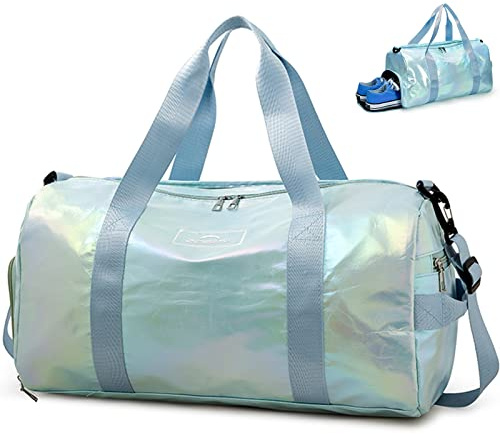 ZIOSINM Borsone Palestra Donna, Borsone da Viaggio Donna Impermeabile Elegante con Scomparto Umido e Scomparto per Scarpe, Borsa Palestra Borsa Viaggio (blu)