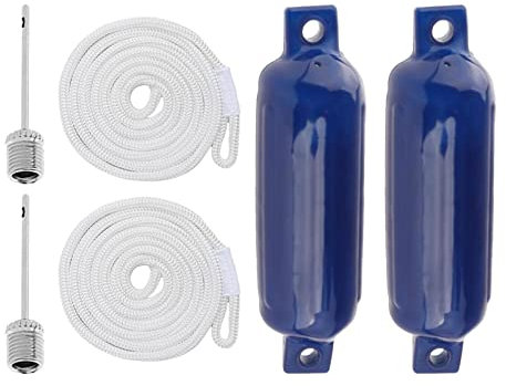 Baoblaze Bootsfender-Set, Bootsfender-Stoßstangen mit 2 Seilen, 10,2 x 40,6 cm, Bootszubehör, Antikollisionsschutz für Segelboote, Yachten, Fischerboote, Weißes Seil