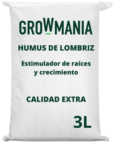 GROWMANIA Humus de Lombriz 3L para Plantas | Fertilizante Orgánico | Sustrato Universal Rico en Bionutrientes | Abono para Cultivos