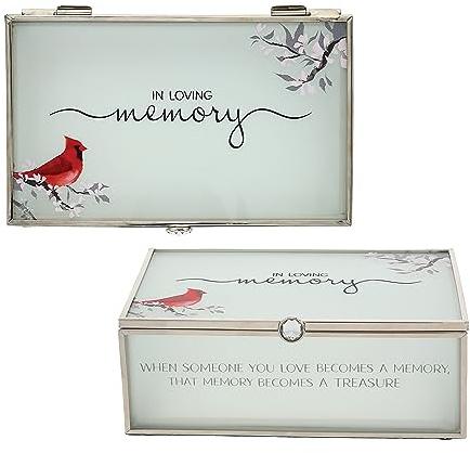 Pavilion - In Loving Memory Box, Bereavement Gifts, Christmas Home Decor, Trinket Box, Jewelry Organizer Box, Glass Metal Keepsake Box, Funeral Sympathy Decorative Photo Storage, 1 Count