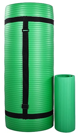 BalanceFrom 71 x 24 x 1' All-Purpose Extra Thick Non-Slip High Density Anti-Tear Exercise Yoga Mat with Knee Pad & Carrying Strap, Green