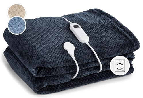 Klarstein Matrimoniale XXL, Coperta Termica Elettrica 200x180 cm, Scaldaletto Matrimoniale Elettrico 9 Livelli di Temperatura, Lavabile in Lavatrice, Coperta Elettrica per Letto e Divano