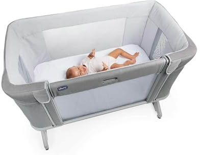 Chicco Next2Me Forever Co-Sleeping Crib and Cot - Suitable from Birth up to 4 Years - 11 Adjustable Height Positions - Air Flow - Toddler Bed Compatible - Ash Grey