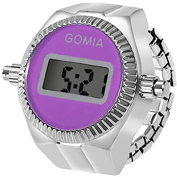 OIDEA Ringklocka fingerklocka män kvinnor: digitalt silver elastiskt fingerband med lila digital legering ring klocka klockring present till vän familj, Armband