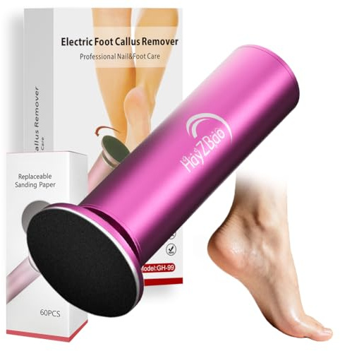 HayZBao Electric Foot Callus Remover with 60 Pcs Sandpaper Discs - Electric Callus Remover for Feet,Pedicure Tool for Dead Skin (Matte Purple)