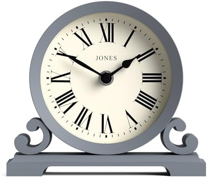 JONES CLOCKS® Saloon Horloge de cheminée | Conception Traditionnelle à Double Volute | Marine Nationale | Chiffres Romains | Style Classique pour Bureau, Table, étagère ou Chevet