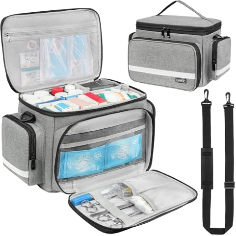 LEFOR·Z Sac Infirmiere Liberale,Malette Infirmiere Liberale Vide,Sac Medical Rangement avec Séparateur Amovible pour Fournitures Médicales pour étudiants Soins Infirmiers,Thérapeutes,Médecins,Gris