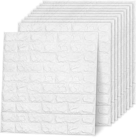 AllRight 20 Stück 3D Wandpaneele Selbstklebend Tapete Steinoptik Wandverkleidung 77 x 70 cm Wasserdicht Wall Panels Wandtattoos Küche Ziegelstein Wandaufkleber Wandplatten Weiß für Wanddeko