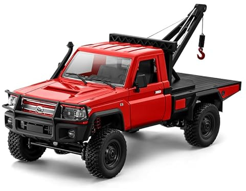 1/12 RC Crane Truck, MN-82T LC79 RC Rock Crawler, 4WD Off-Road Tow Car RTR 2.4GHz RC Pick-up Trail Truck for Adults Hobby Toys (Red)