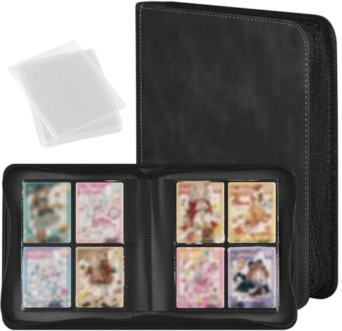 WEXFFU Album Porta Carte Collezionabili, Album da Collezione per Carte 4 Tasche, 112 Scomparti per Carte Collezionabili con 10 Raccoglitore Toploader, Album Carte Raccoglitore per Calcio & Collezioni