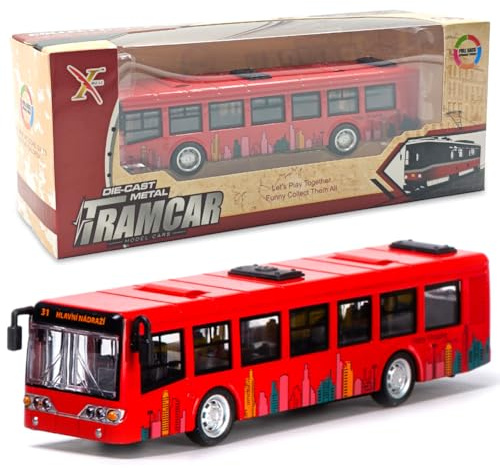 YskerrigToy Autobús Juguete, Coche de Juguete para Niños Bus Modelo Pull-Back Auto Mini Autobús Juguetes Auto de Juguetes Metal Coche de Tirar hacia Atrás Vehículos Fricción Regalos para Niños(Rojo)