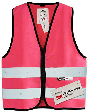 Salzmann 3M Warnweste für Kinder mit Reißverschluss | Hergestellt mit 3M Reflektierendem Material,Pink,M