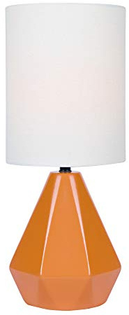 Lite Source Mini Table LAMP, Orange Ceramic/White Linen Shade, E27 A 60W LS-23204ORN