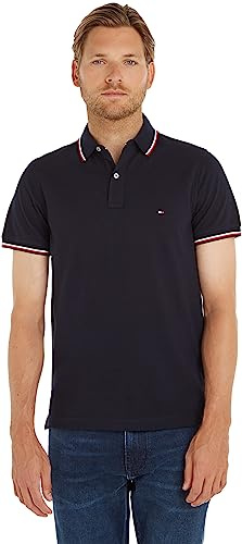 Tommy Hilfiger Men's Core Tommy Tipped Slim Polo Mw0mw13080 S/S Polos, Blue (Desert Sky), XL